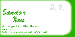 sandor nan business card